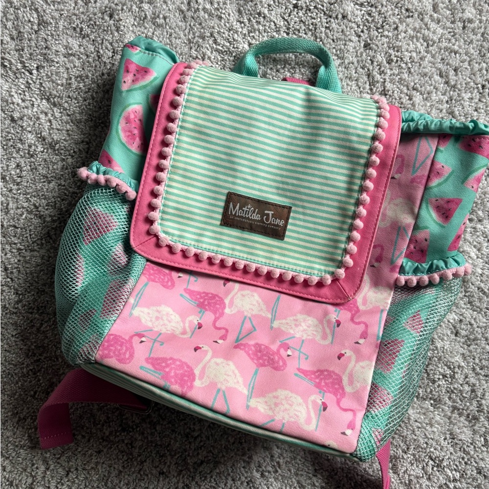 Matilda Jane Kids Flamingo Backpack - Pink and Green